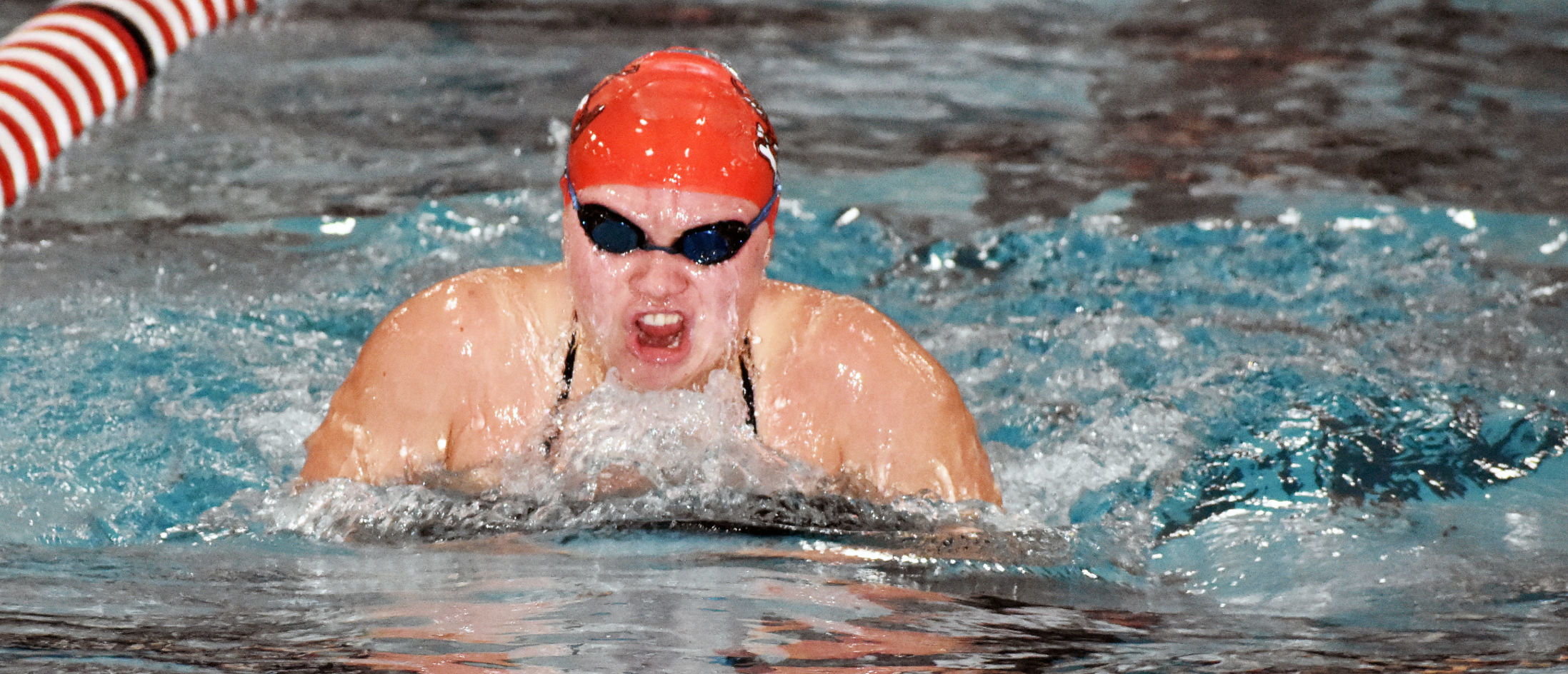 Prep girls swimming photo: Sun Prairie's Grace Sala attacks the 300-yard breaststroke relay